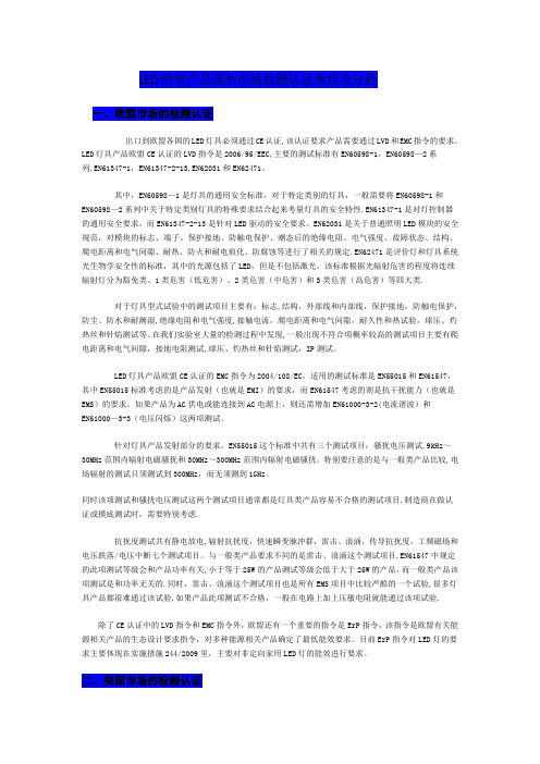 LED照明产品国外市场检测认证现状及分析