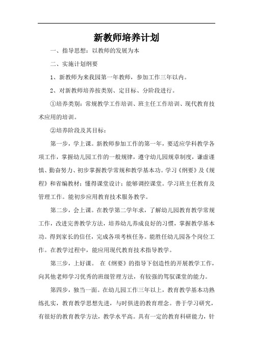 2012新教师培训计划