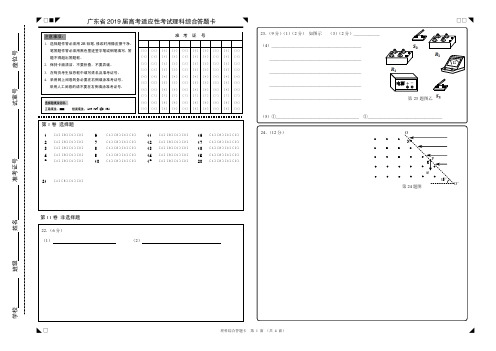 2019年高考押题卷理科综合答题卡-(两张A3双面)-定