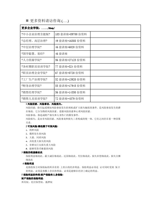 保险学重点知识介绍