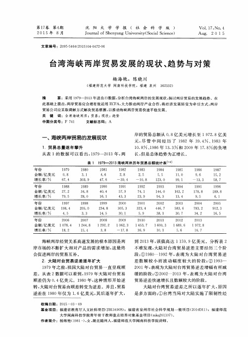 台湾海峡两岸贸易发展的现状、趋势与对策