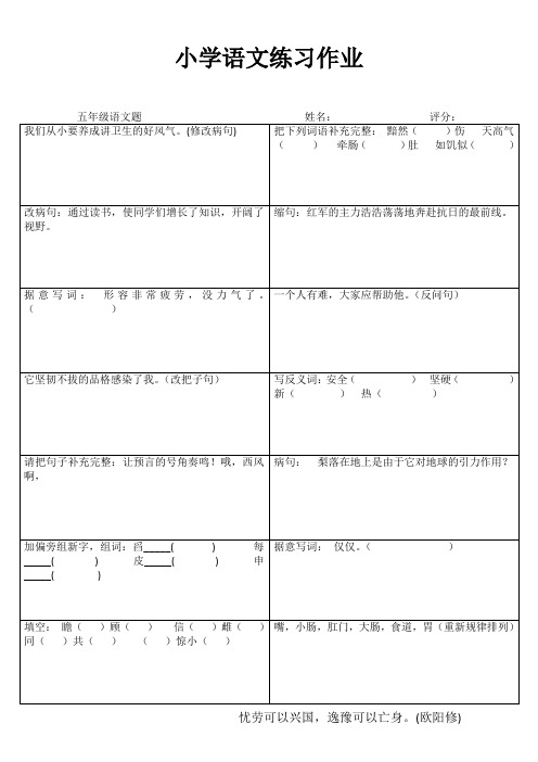 小学五年级语文精题选做 (1)