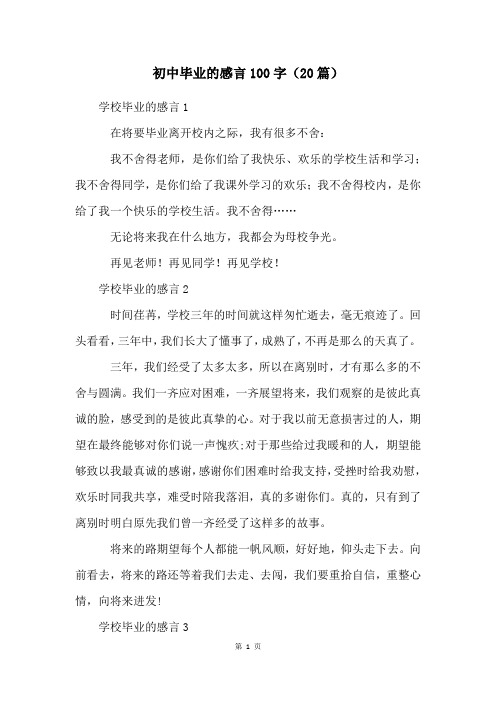 初中毕业的感言100字(20篇)