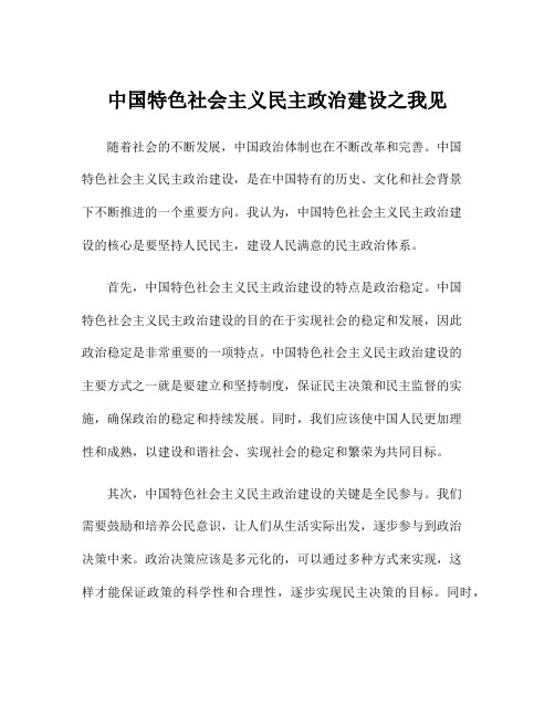 中国特色社会主义民主政治建设之我见