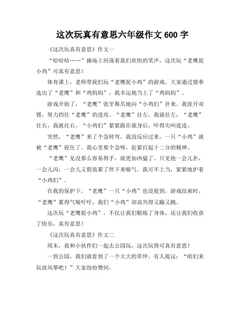 这次玩真有意思六年级作文600字