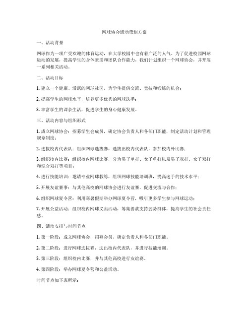 网球协会活动策划方案