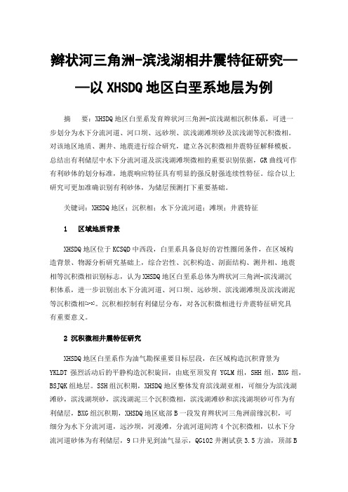 辫状河三角洲-滨浅湖相井震特征研究——以XHSDQ地区白垩系地层为例