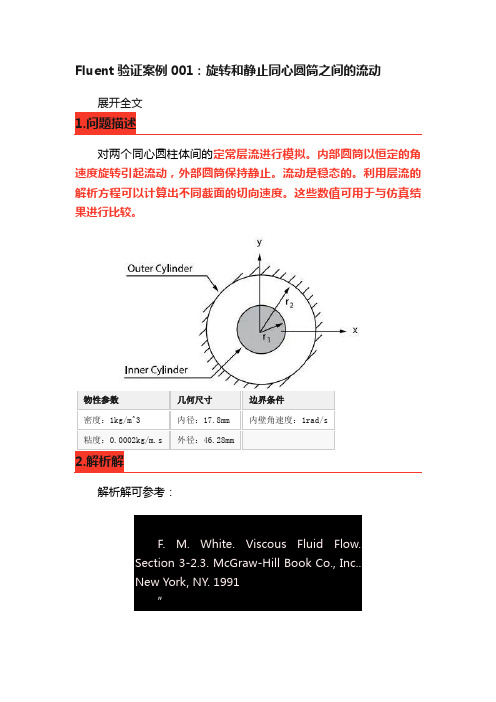 Fluent验证案例001：旋转和静止同心圆筒之间的流动