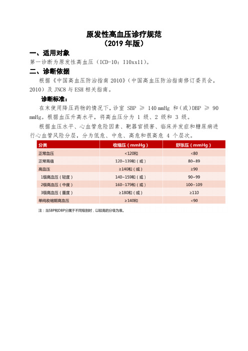 原发性高血压诊疗规范2019版