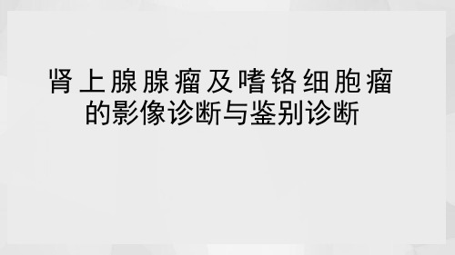 肾上腺腺瘤与嗜铬细胞瘤的影像诊断与鉴别诊断