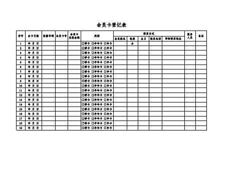 会员卡登记表