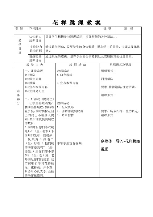 小学体育《花样跳绳》教案