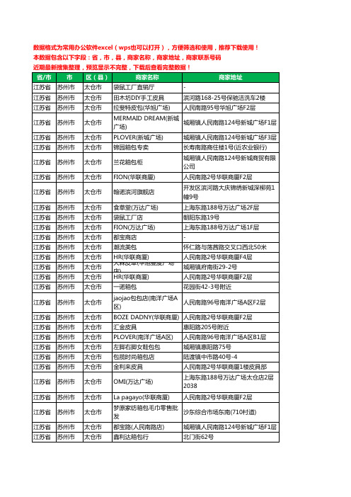 2020新版江苏省苏州市太仓市箱包工商企业公司商家名录名单黄页联系电话号码地址大全30家