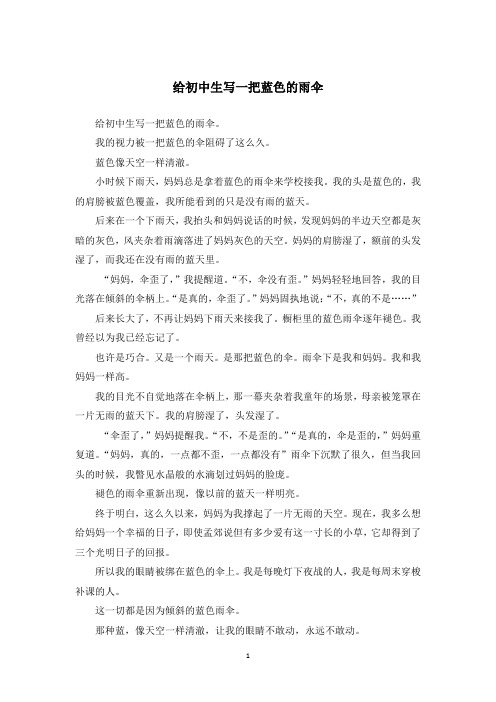 给初中生写一把蓝色的雨伞