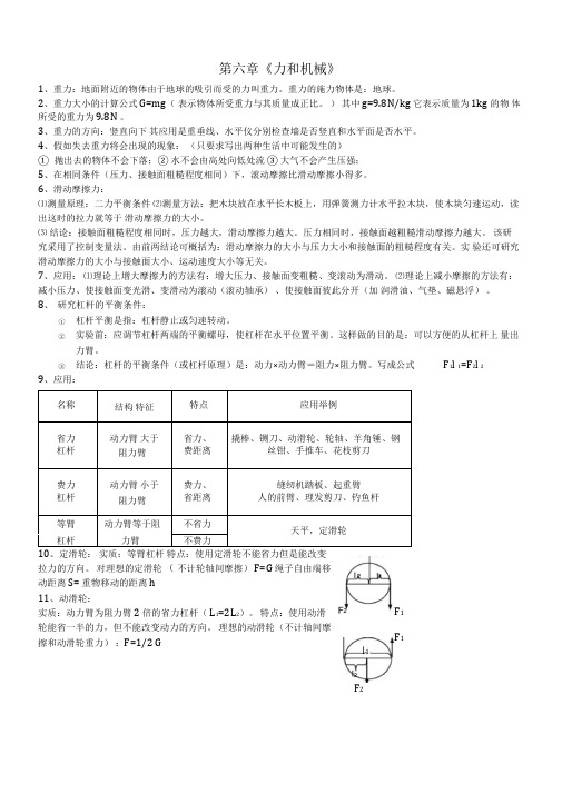 粤教沪科版八年级下册物理复习提纲