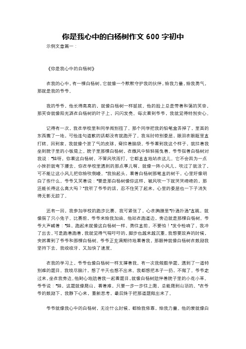 你是我心中的白杨树作文600字初中