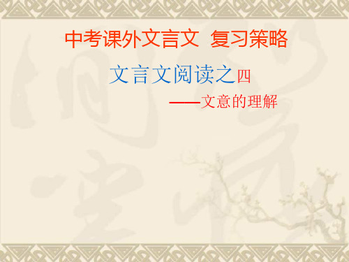 浙江省建德市大同第二初级中学中考语文 课外文言文复习策略-文意的理解课件 语文版