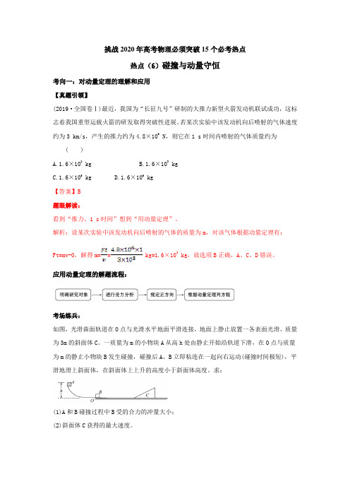 挑战2020年高考物理必须突破15个必考热点：热点(6)碰撞与动量守恒