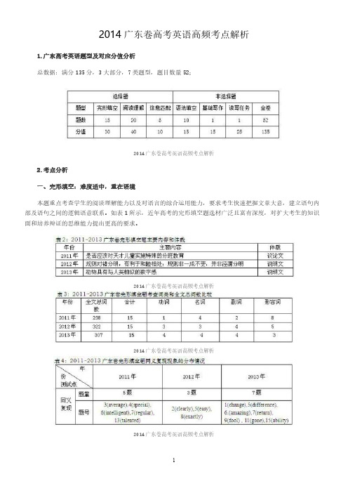 [vip专享]2014广东卷高考英语高频考点解析