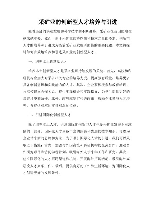 采矿业的创新型人才培养与引进