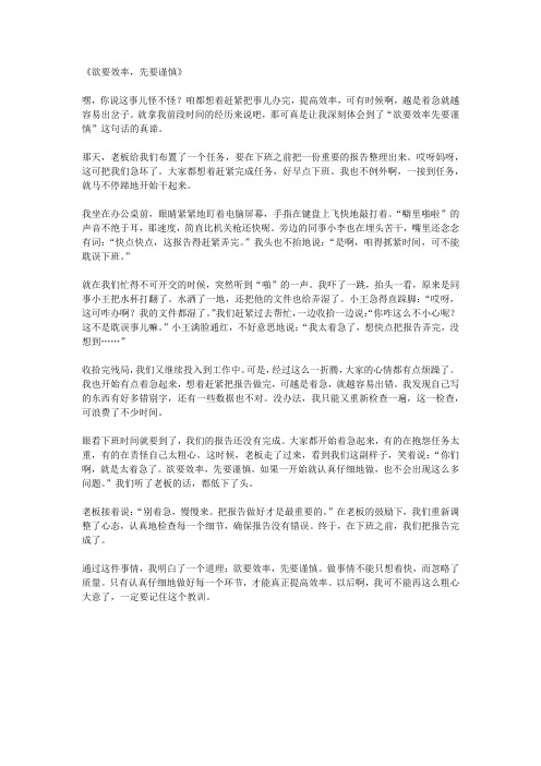 欲要效率先要谨慎作文