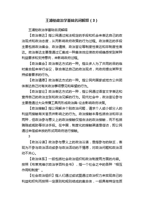 王浦劬政治学基础名词解释（3）