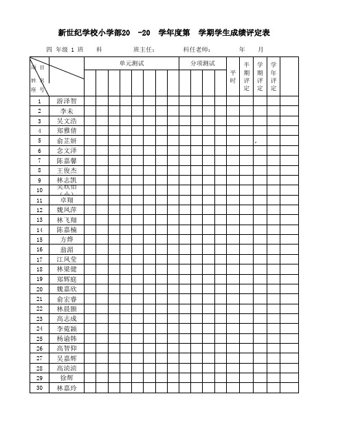 新世纪学校20 13-2014 学年度第二学期学生成绩评定表