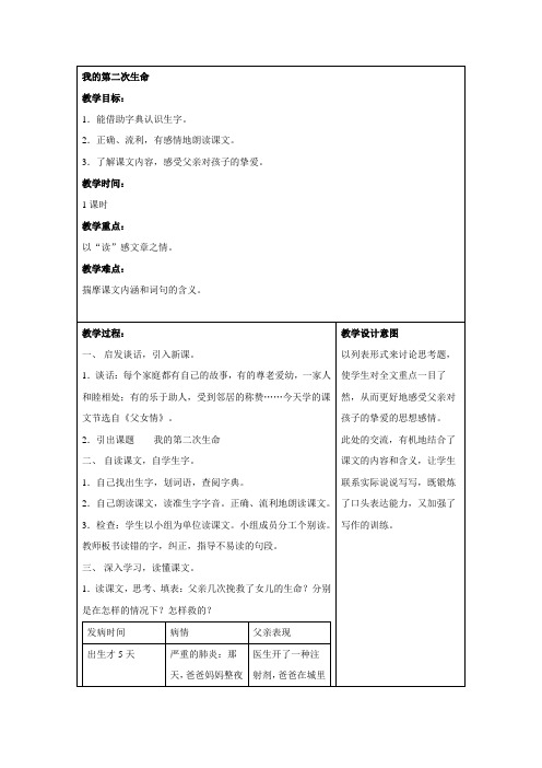 (沪教版)四年级语文上册教案 我的第二次生命 3