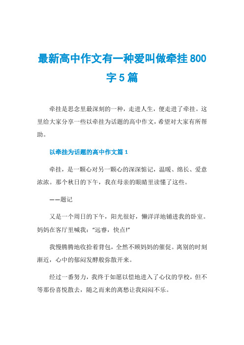 最新高中作文有一种爱叫做牵挂800字5篇