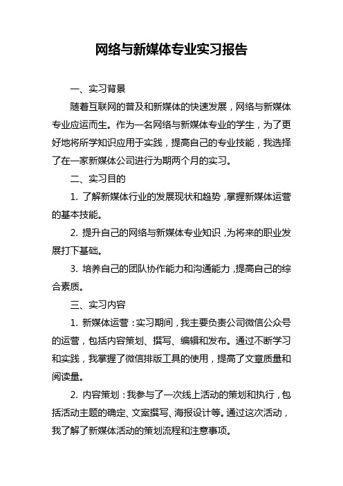 网络与新媒体专业实习报告