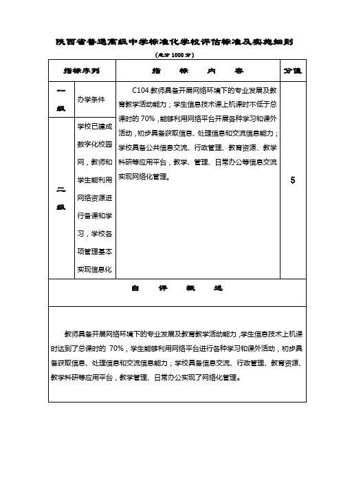 创建省级标准化高中材料-评估表(正式)-C104