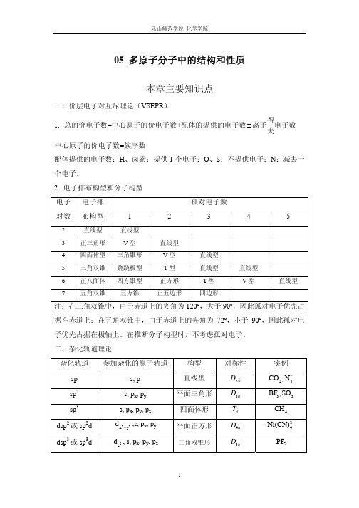 多原子分子的结构和性质习题解答