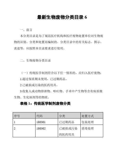 最新生物废物分类目录6