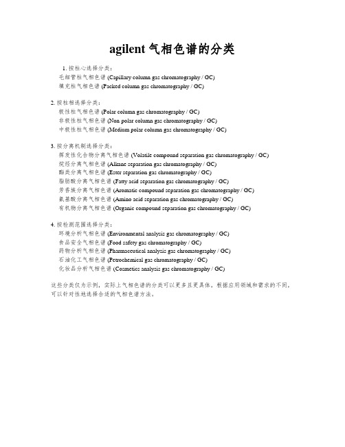 agilent气相色谱的分类