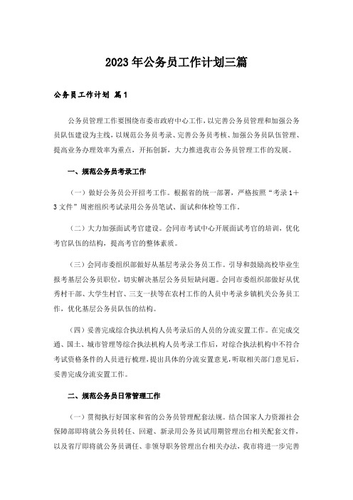 2023年公务员工作计划三篇