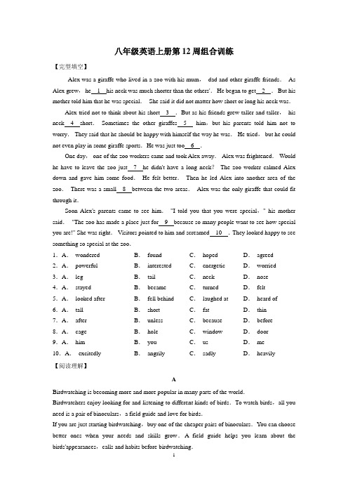 [译林版]八年级英语上册第12周组合训练-附答案