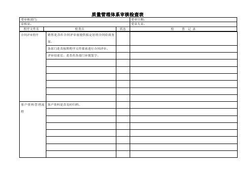 9001 检查表 2015