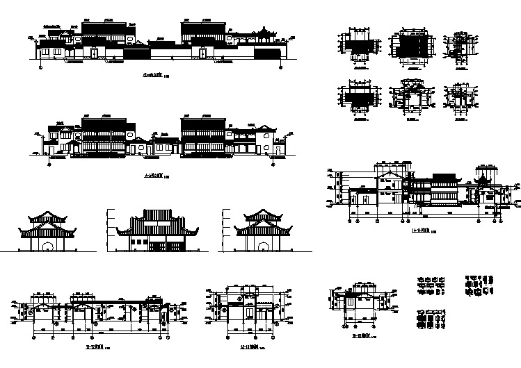 某古建筑剖立面和立面设计CAD图纸