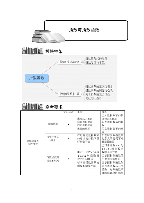 高中数学讲义指数与指数函数.知识框架