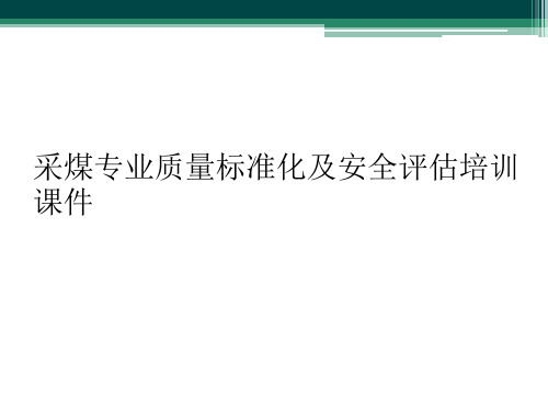 采煤专业质量标准化及安全评估培训课件