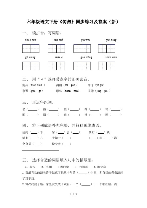 六年级语文下册《匆匆》同步练习及答案(新)