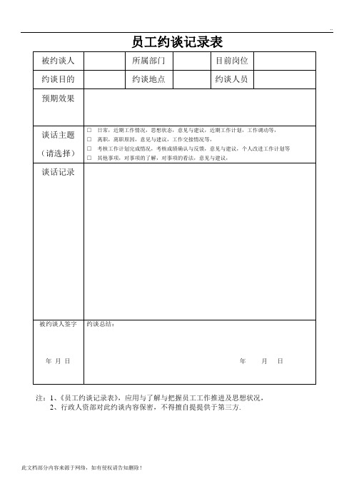 员工约谈记录表