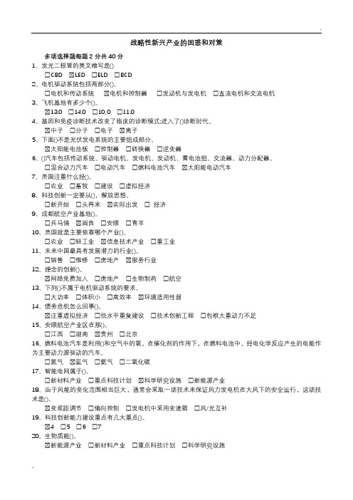 2020年继续教育 公需课  战略性新兴产业的困惑和对策 考试答案