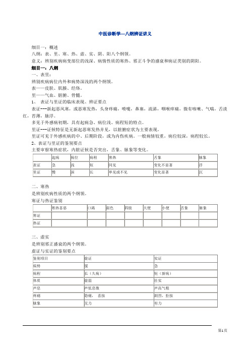 中医诊断学—八纲辨证讲义