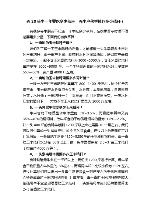 养20头牛一年要吃多少秸秆，养牛户秋季储存多少秸秆？