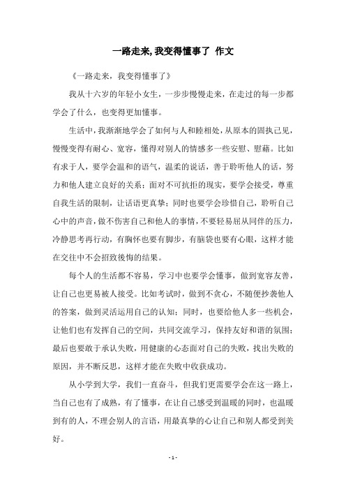 一路走来,我变得懂事了 作文