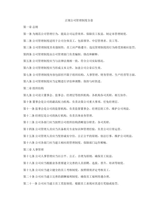 正规公司管理制度全套