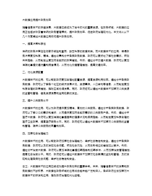 大数据应用提升政务效率