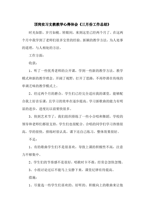 顶岗实习支教教学心得体会《三月份工作总结》_3