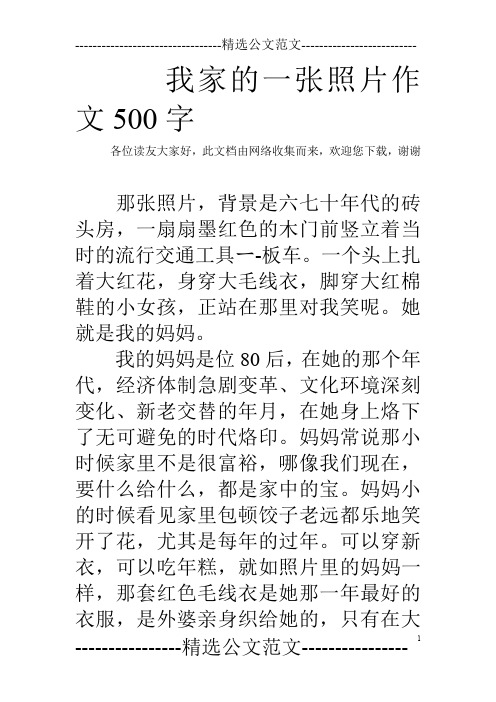 我家的一张照片作文500字